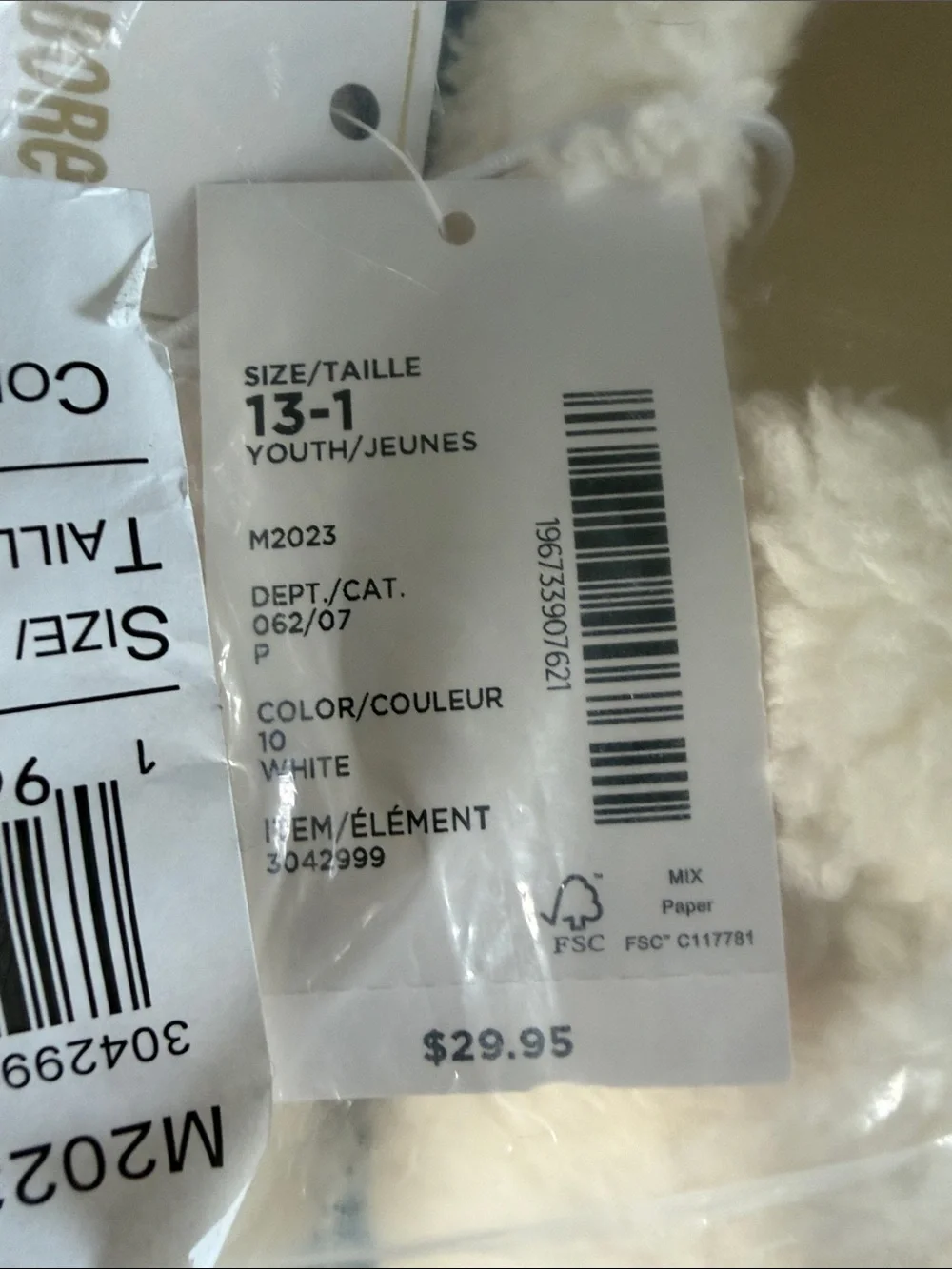 Gymboree White Plush Bear Kids Slippers